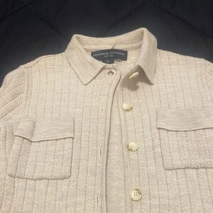 Adrienne Vittadini Cream Ribbed Cardigan